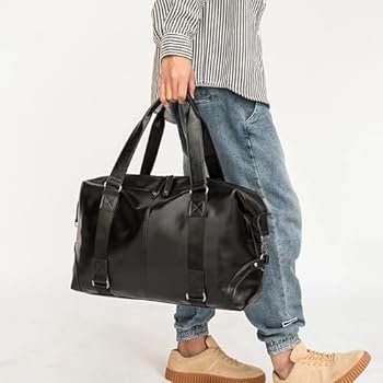 41hujwGzmBL._AC_SY350_ Travel Duffel Bag Waterproof Leather Weekend Bag Overnight Handbag shoulder bag B138