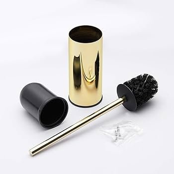 Stainless Steel 304 Gold Round Freestanding Toilet Bowl Brush and Holder for Bathroom
