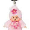 Original Monchhichi Girl Cherry Blossom Keyring Approx 10 cm Large Pink Plush Pendant for Backpacks