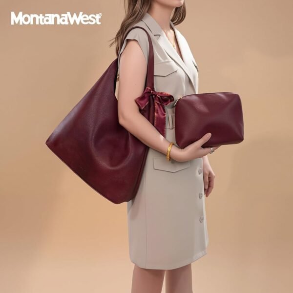 61VWzI-9fGL._AC_UY900_ Montana West Hobo Bag Purses and Handbags for Women Top Handle Handbags with Pockets Zipper A-burgundy Large