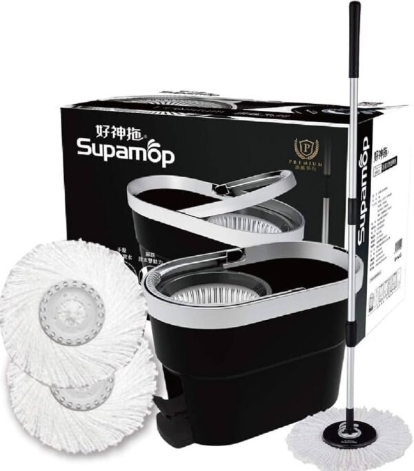61mEKOWh-eL._AC_UF894,1000_QL80_ Sweet Home Supamop Premium Foot Press and Hand Press Spin Mop Set Mop Bucket Set with Wringer Black