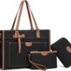 71Aqe6IfP5L._AC_UY900_ Keyli 3 PCS Laptop Bag for Women Canvas Tote Bags Large Capacity Shoulder Handbag Lightweight Briefcase Purses