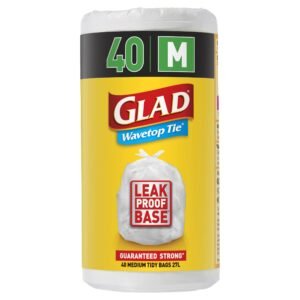 Glad Kitchen Tidy Wavetop Tie Trash Bags Medium 40s