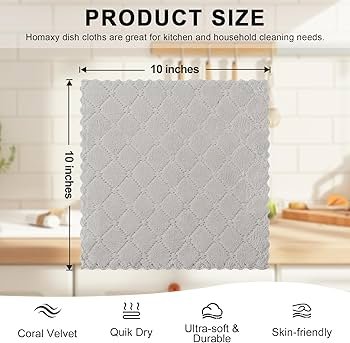 71uKQ2nSPZL._AC_UF350,350_QL80_ Homaxy 12 Pack Kitchen Dish Cloths Dark Grey Super Soft and Absorbent Coral Velvet Dish Towels