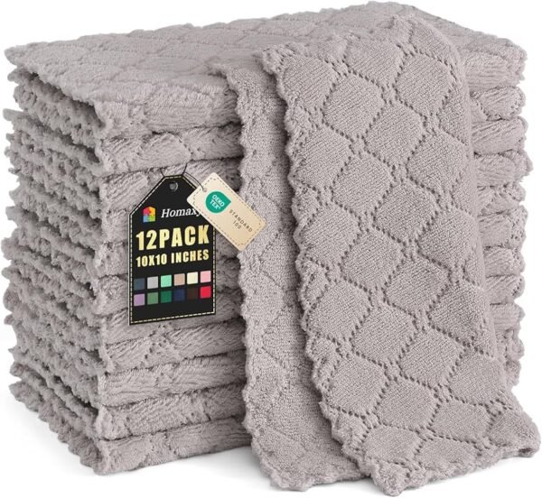 81sPsZD6NyL._AC_UF894,1000_QL80_ Homaxy 12 Pack Kitchen Dish Cloths Dark Grey Super Soft and Absorbent Coral Velvet Dish Towels